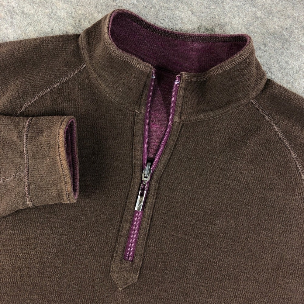 Tommy Bahama Men's XL Brown Quarter Zip Fleece Pullover Sweater Resort Island